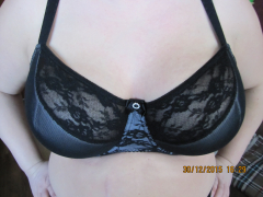 wife tits in black bra
