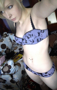 Punk teen nude selfshots - stripping at home with a nubile t - N