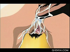 Chained hentai girl gets dripping cunt vibed and fucked