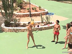 Group of sexy babe playing naked outdoor part4