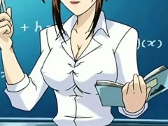 Hentai school teacher in short skirt shows pussy