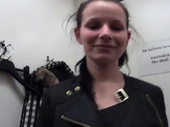 Striking czech sweetie is seduced in the shopping centre and