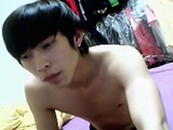 cute Asian twink strip & wank on webcam (4'55'')