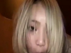 Blonde japanese girl sucking cock