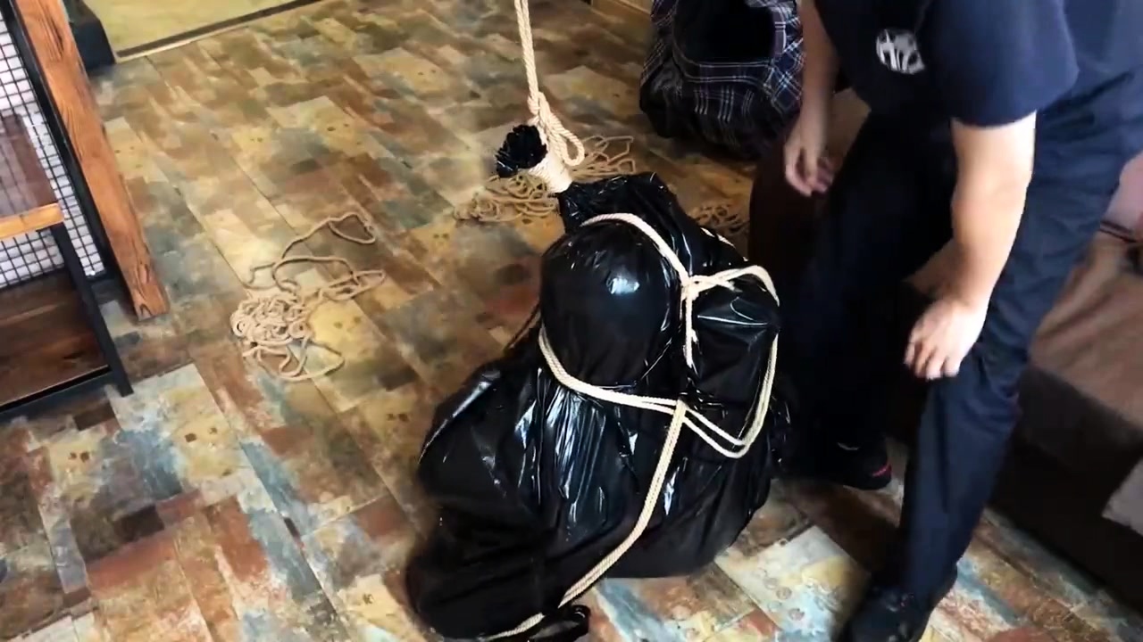 The Girl Struggled In The Garbage Bag. at DrTuber
