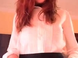 Hot redhead giving close up of her large cunt hole