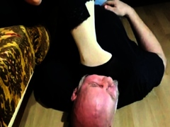 Lady M use her Slave as Human Footstool Face trampling