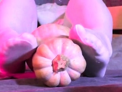 mistresslegs - Nylon Feet Rubbing The Big Pumpkin